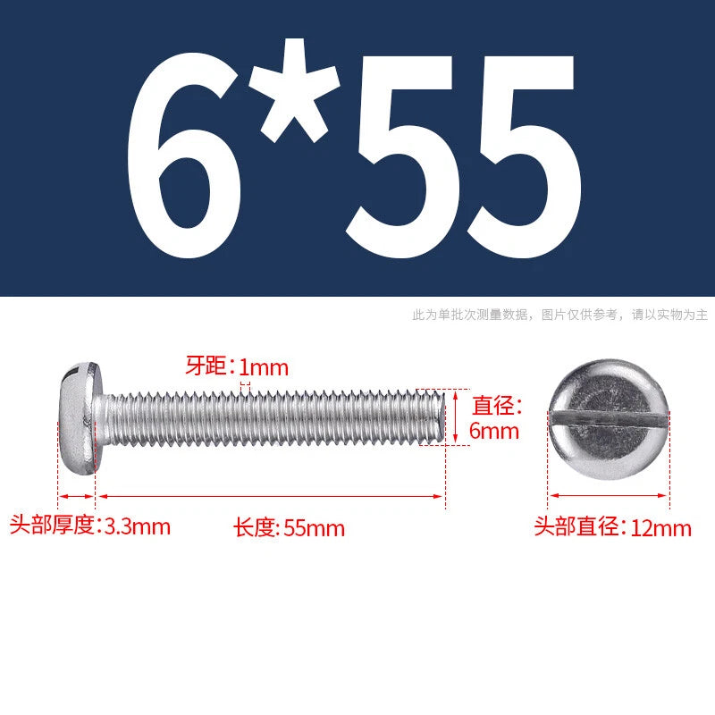 M4 M5 M6 M8 M10 A2 Stainless Steel Machine Screws - Slotted Pan Head Bolts DIN85