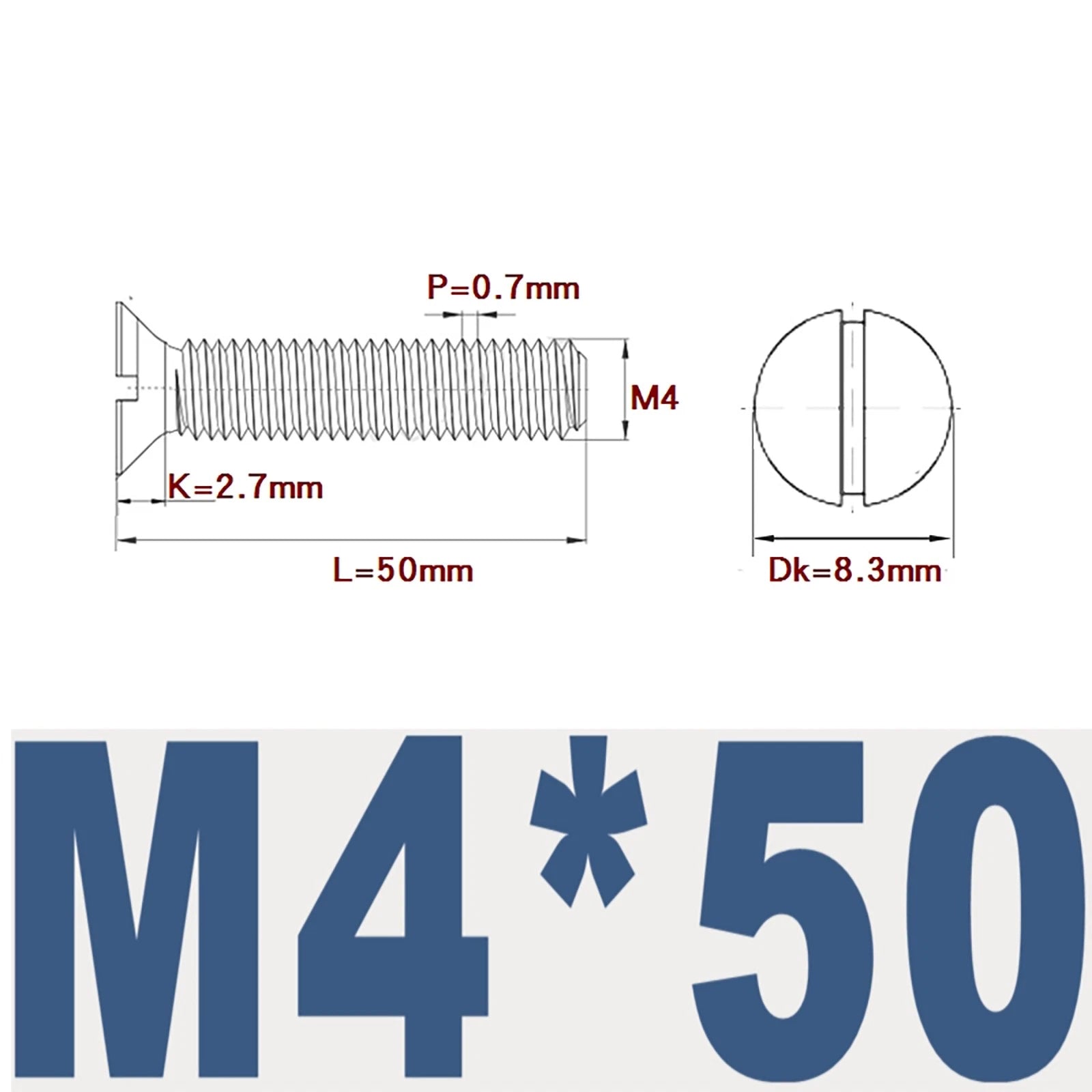 Countersunk Slotted Machine Screws M2–M8 | A2 Stainless Steel DIN 963