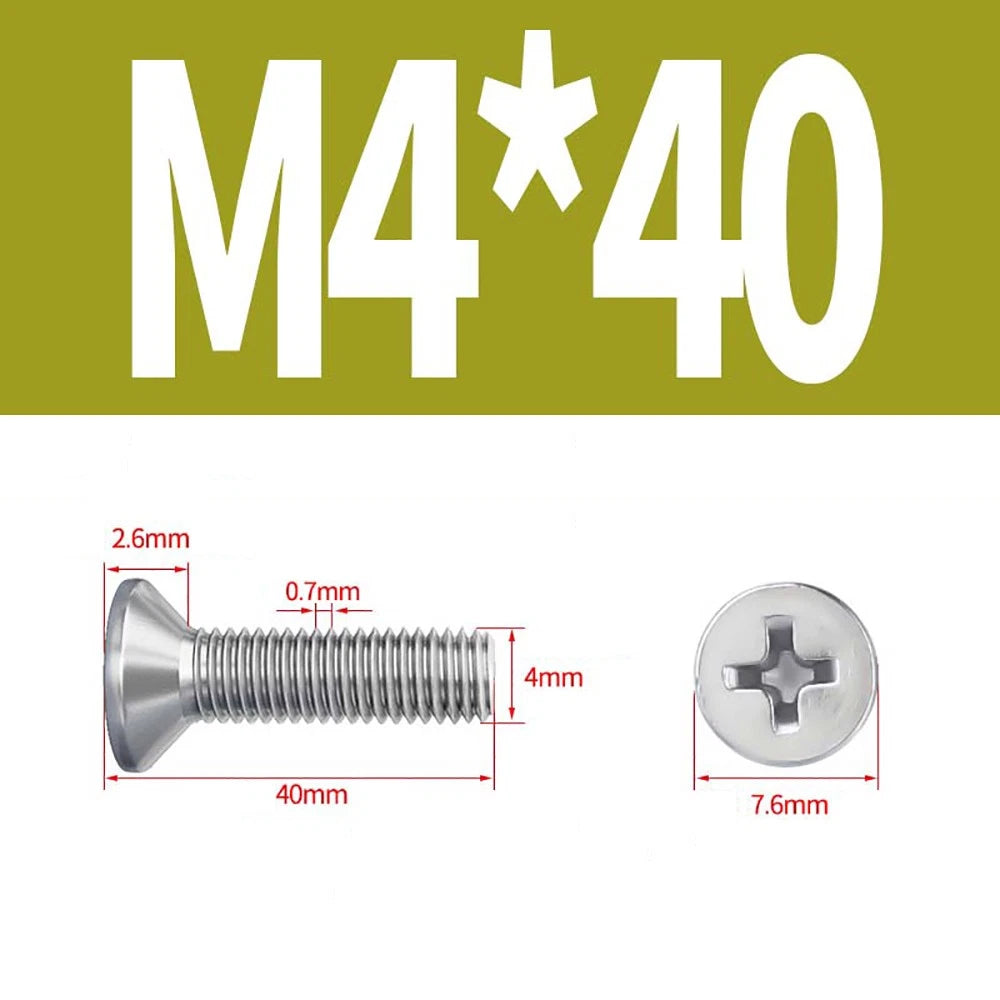 M2 to M8 A4 316 Stainless Steel Phillips Countersunk Screws DIN 965 Marine Grade