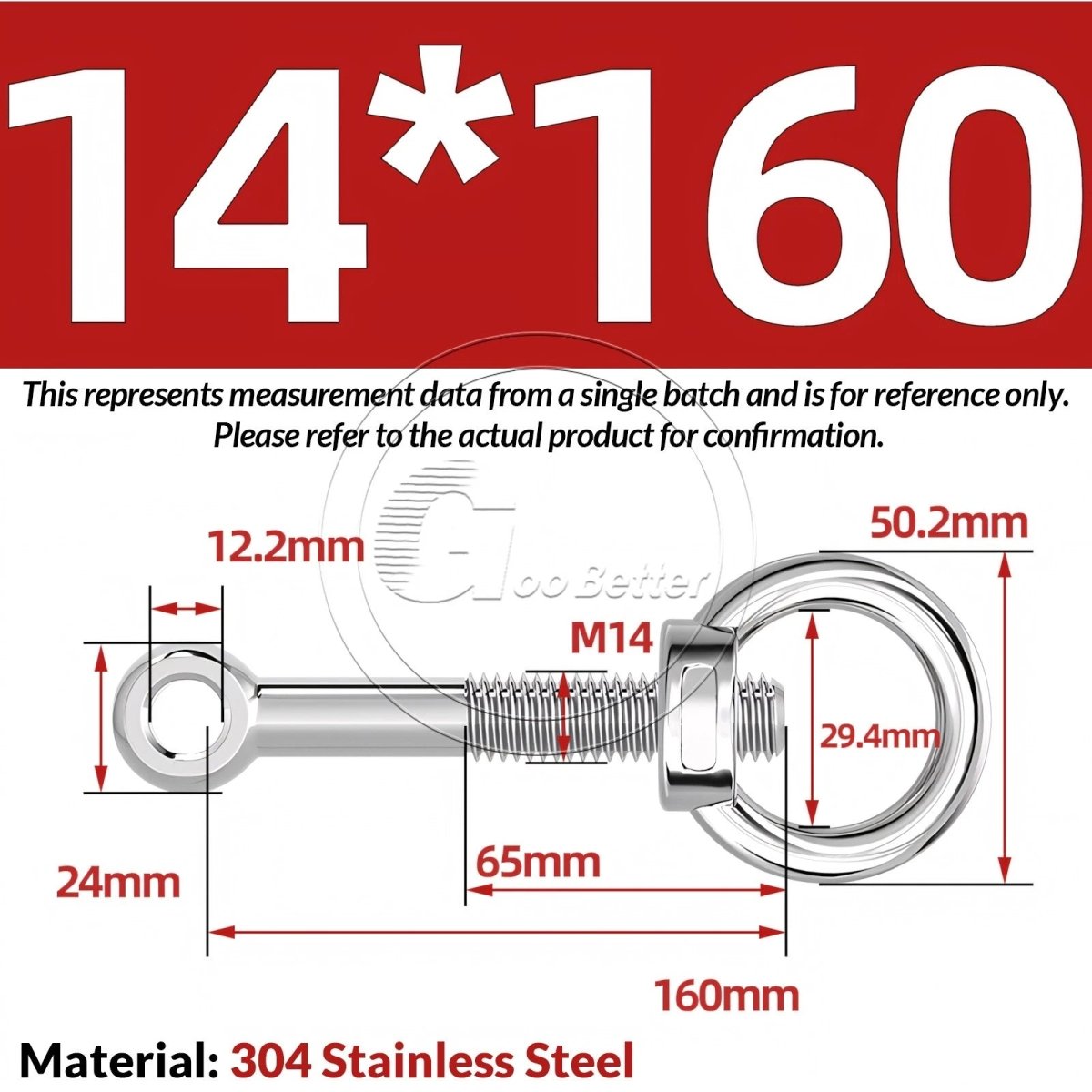 M10 M12 M14 Stainless Steel Eye Bolt & Eye Nut Set — A2 - 304, Threaded Lifting Ring - HomeDIYer