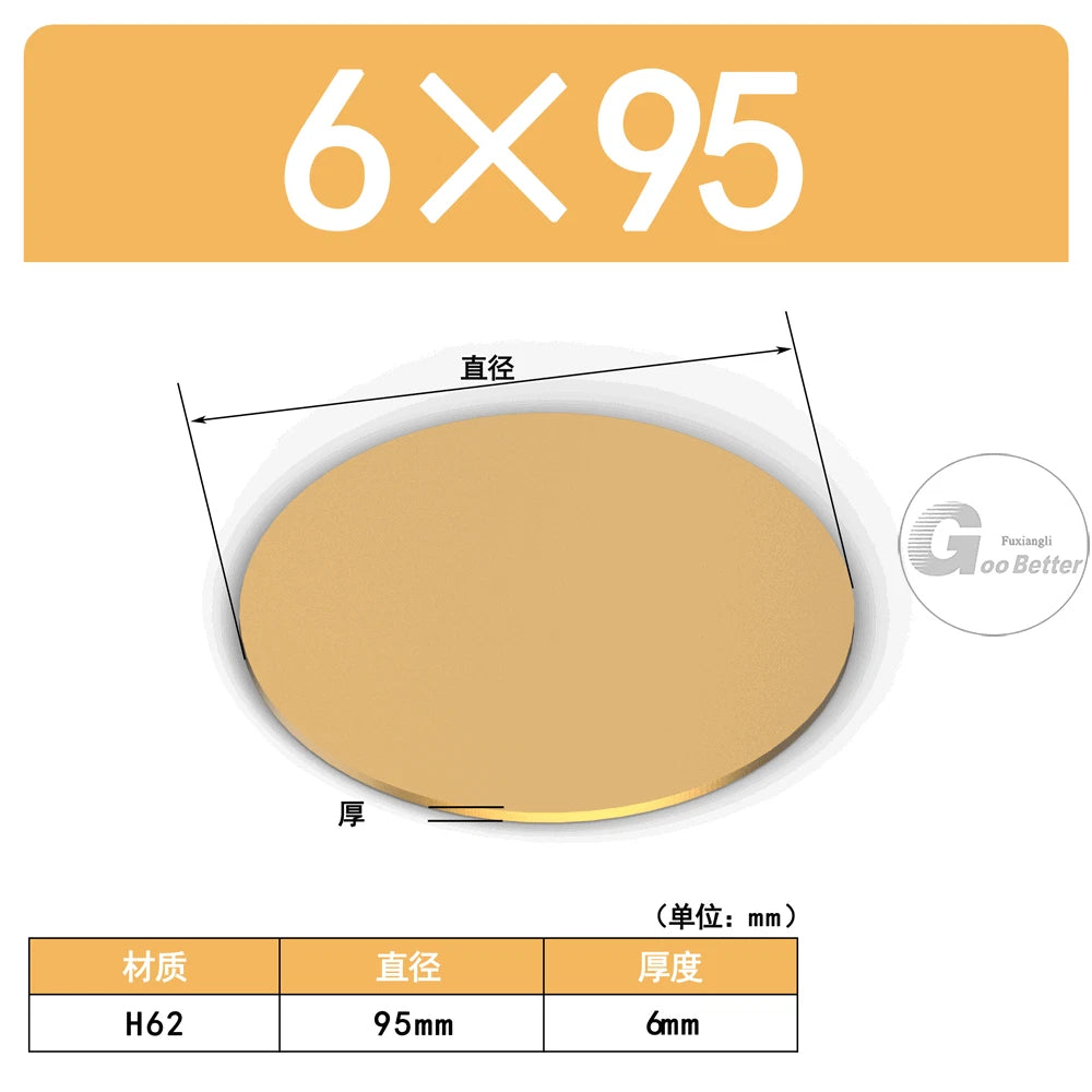 H62 Brass Solids Discs Blanks Metal Round Sheets OD10mm to 200mm Thick 5mm 6mm