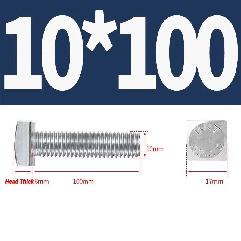 Square Head Bolts M4 M5 M6 M8 M10 M12 — A2 304 Stainless Steel, Multiple Lengths - HomeDIYer