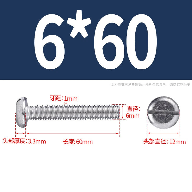 M4 M5 M6 M8 M10 A2 Stainless Steel Machine Screws - Slotted Pan Head Bolts DIN85