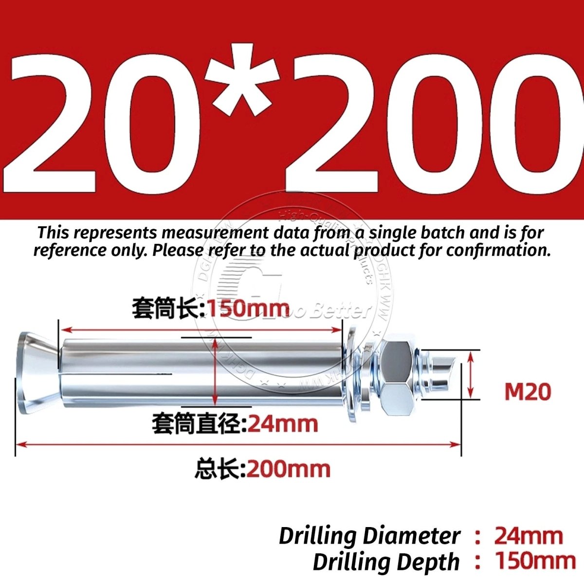 Concrete Expansion Anchor Bolts M6–M20, Extra Long Masonry Wall Screws – Iron Blue White Zinc / Iron - colour Zinc - HomeDIYer
