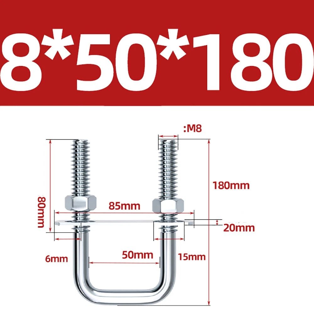 Square U - Bolts with Plate and Nuts – M6 M8 M10 M12 Zinc Plated, Trailer & Pipe Clamp Fasteners - HomeDIYer