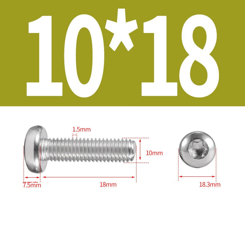 M6 M8 M10 A2 STAINLESS STEEL TORX PAN HEAD MACHINE SCREWS HEXOBULAR BOLTS