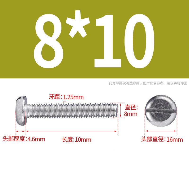 M4 M5 M6 M8 M10 A2 Stainless Steel Machine Screws - Slotted Pan Head Bolts DIN85