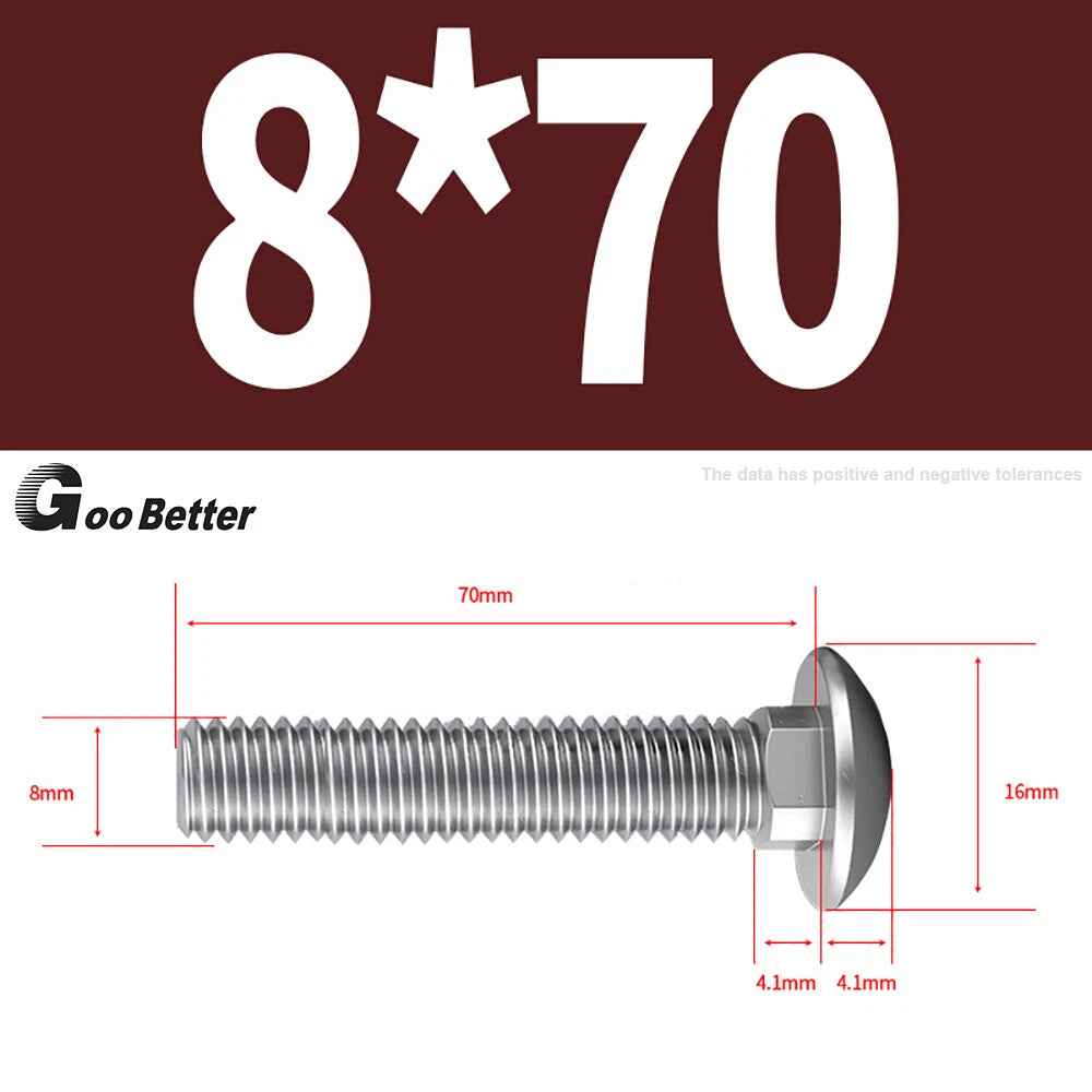 M4–M12 Carriage Bolts A2 Stainless Steel | Cup Square Neck Screws