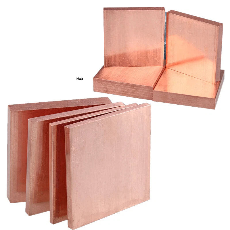 T2 Pure Copper Plate Sheet Thick 1mm-6mm Cu Metal Block Laser Cut 100/200/300mm