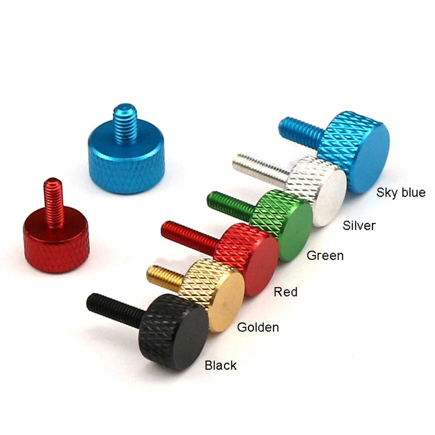M6 Aluminum Knurled Thumb Screws Color Flat Head Thumbscrew Bolt 10mm-20mm Long
