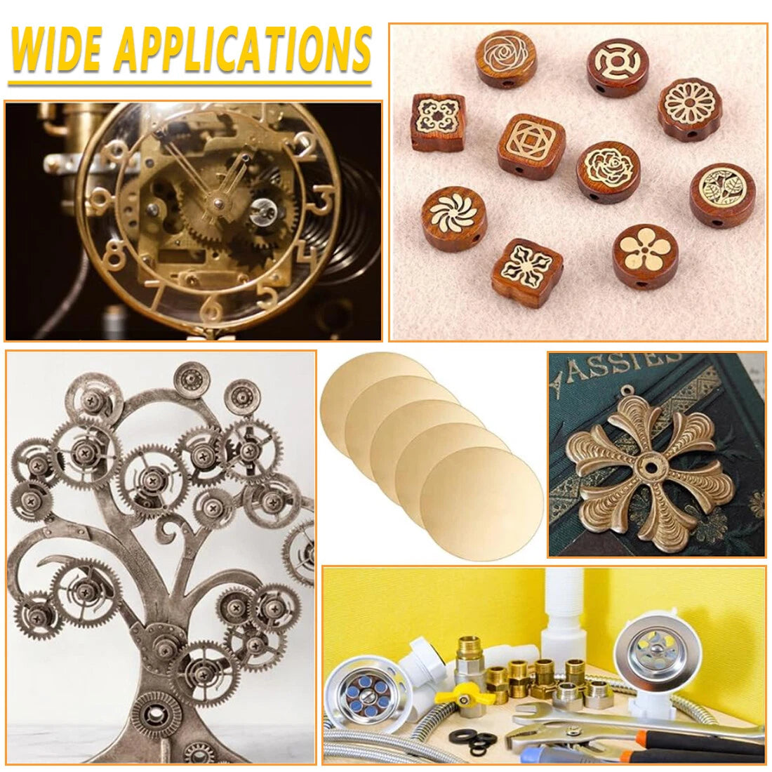 H62 Solid Brass Discs Blanks Thick 1/1.5/1.5~6mm Metal Round Sheets Dia 10-300mm