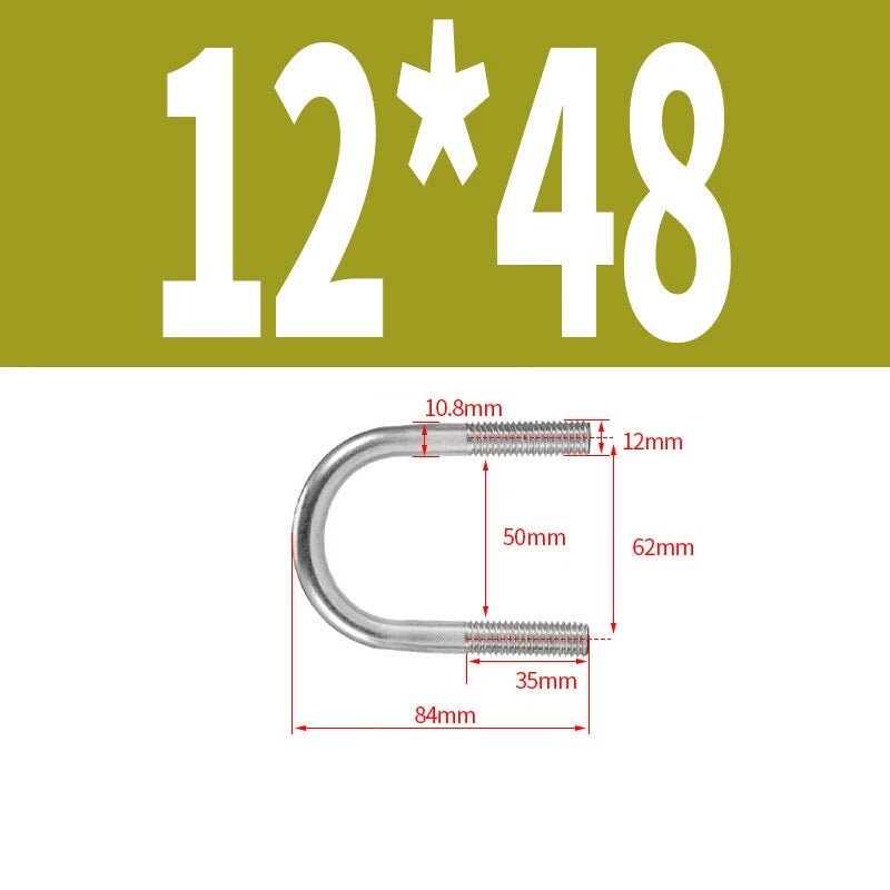 M12 Round Bend U - Bolt – A2 Stainless Steel, 42mm to 328mm - HomeDIYer