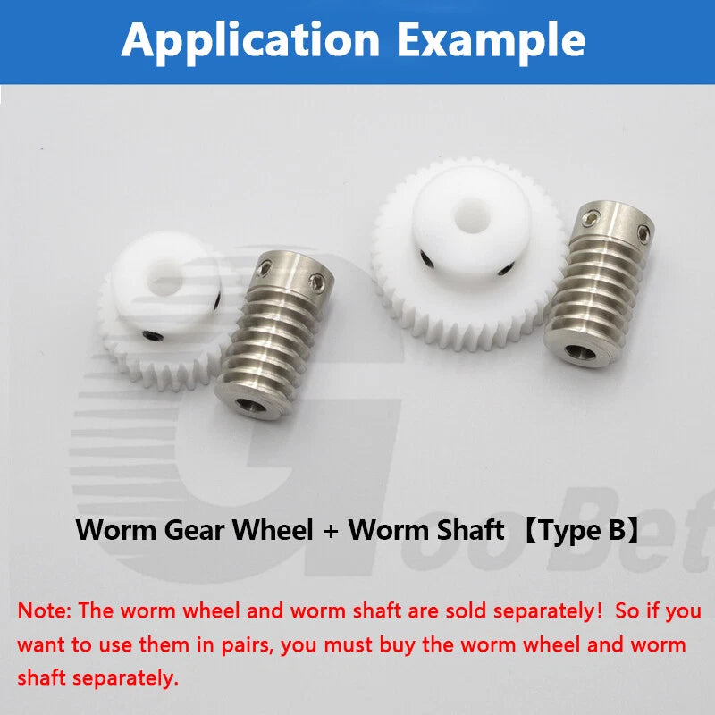 Worm Gear Wheel Module 0.8 POM Plastic 20 - 60 Tooth Worm Shaft Stainless Steel