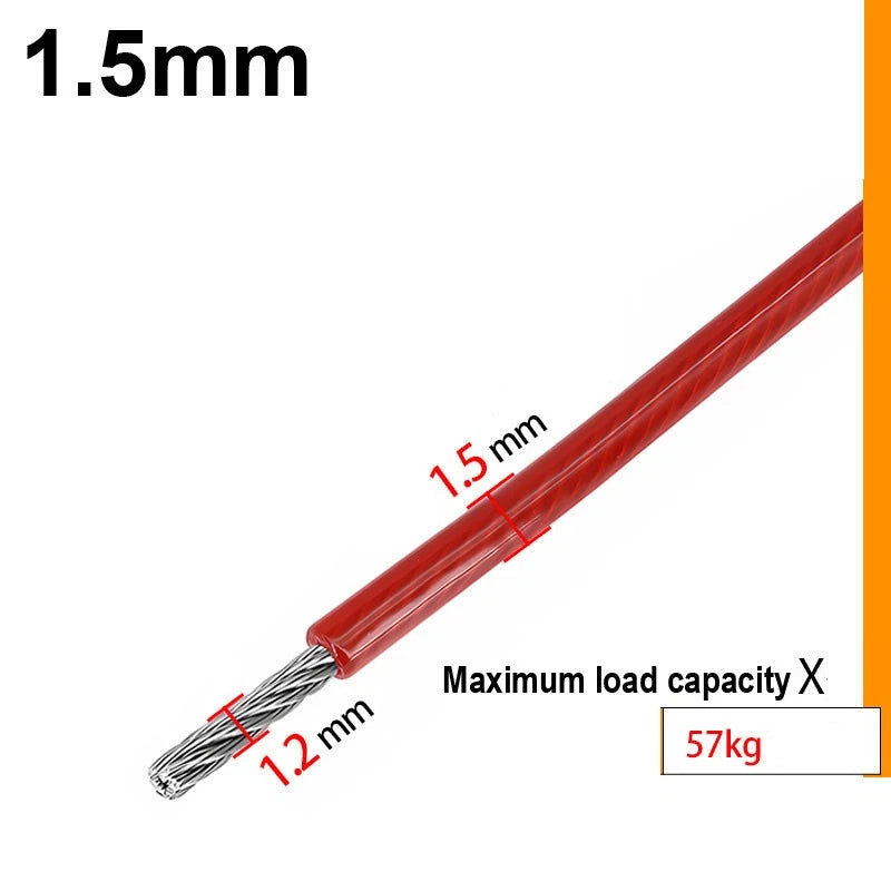 Stainless Steel Wire Rope Metal Cable Rigging 7x7 Pvc Plastic Coated 2,3,4,5,6mm