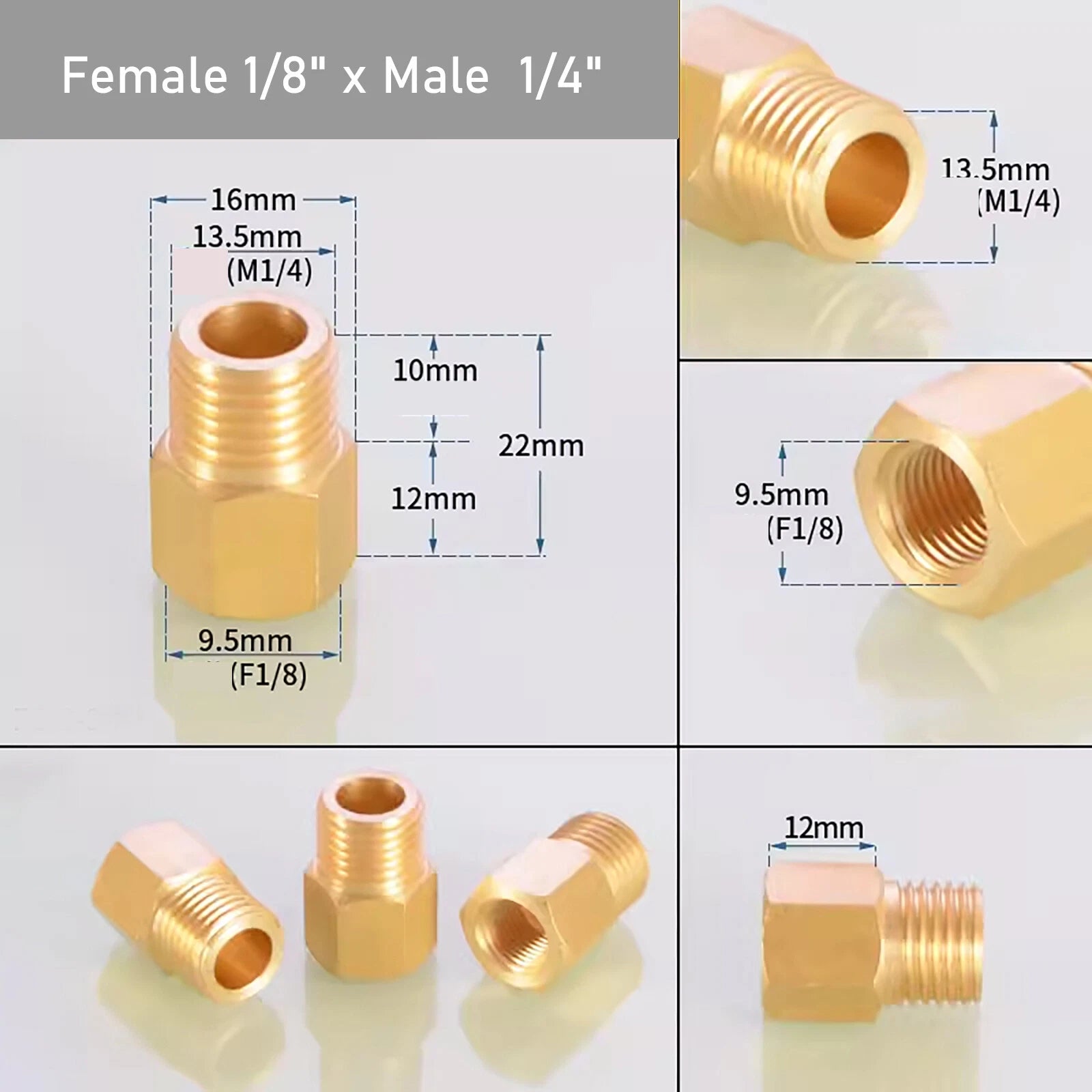 Brass BSP Reducing Nipple Connector — Male to Female Pipe Fitting Adapter (1/8" to 1")