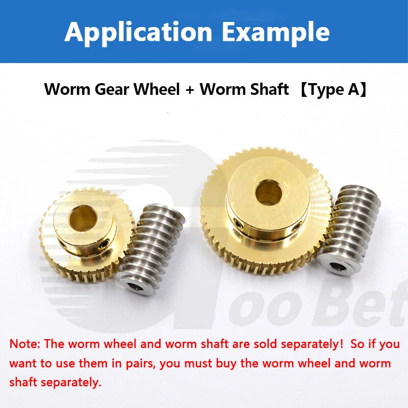 Mod 0.5 Worm Gear Wheel Brass 20-60 Tooth Worm Shaft Steel C45-Stainless Steel