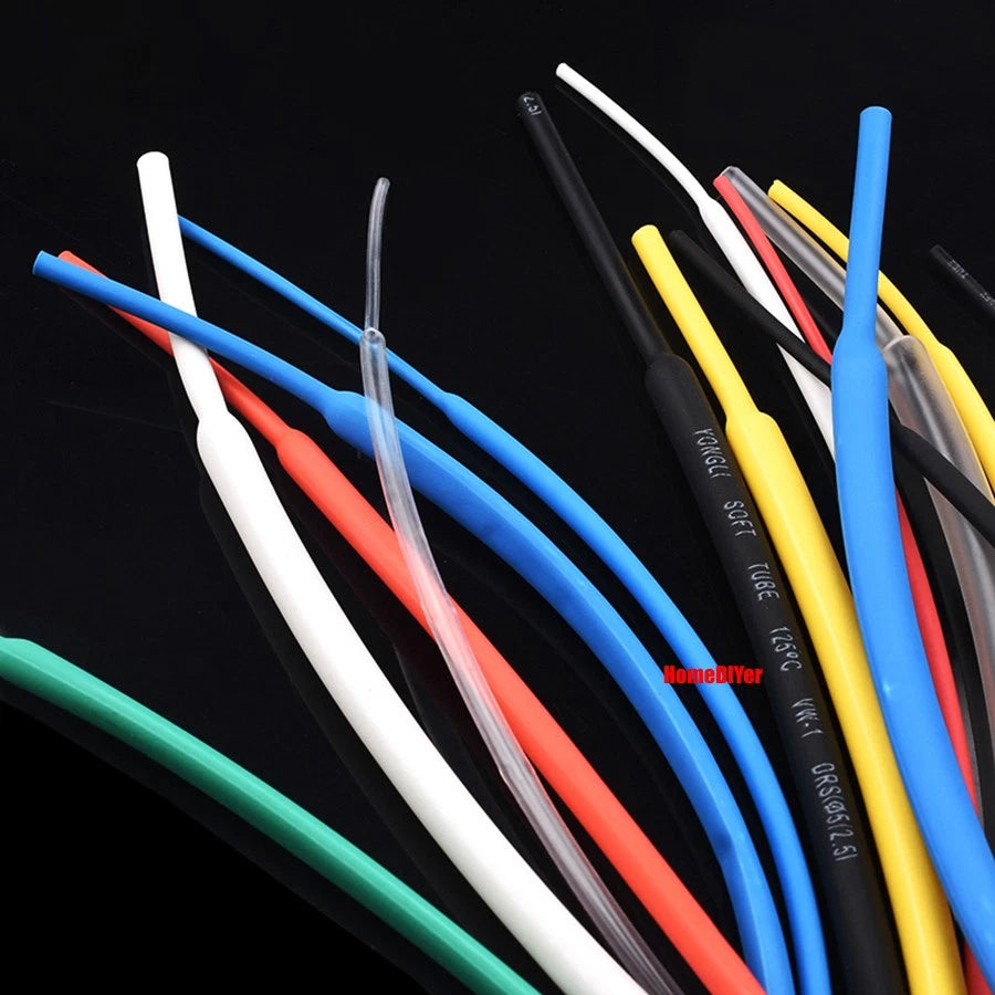 2:1 Heat Shrink Tubing — Electrical Wire Sleeving, Φ1mm–12mm, Clear/White/Red/Green