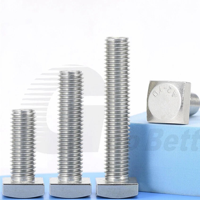 M10 Stainless Steel Square Head Bolts — A2 304, Plain Finish, 16mm to 100mm - HomeDIYer