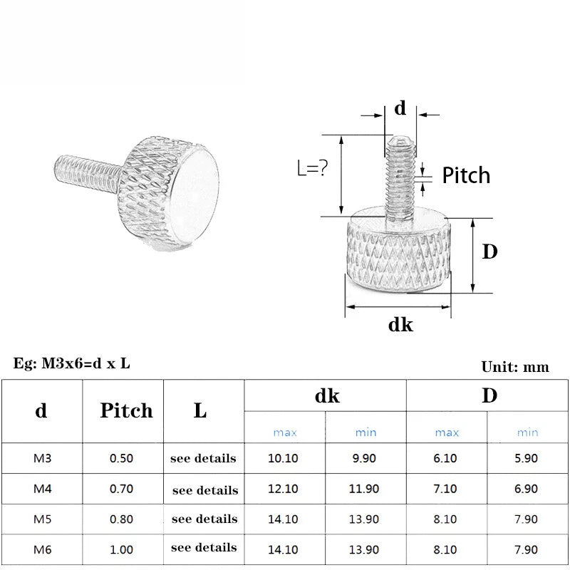 PC Thumb Screws Aluminium Alloy Hand Grip Knob Bolts for Computer Case M5 M6