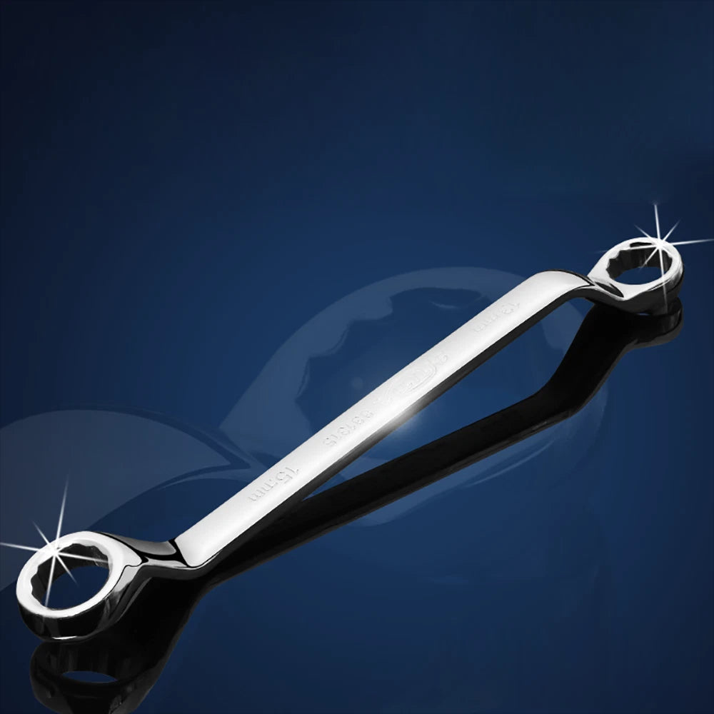 Double Ring Spanner Wrench 5.7mm-41mm 1pc Metric Spanners 75 Offset Silver