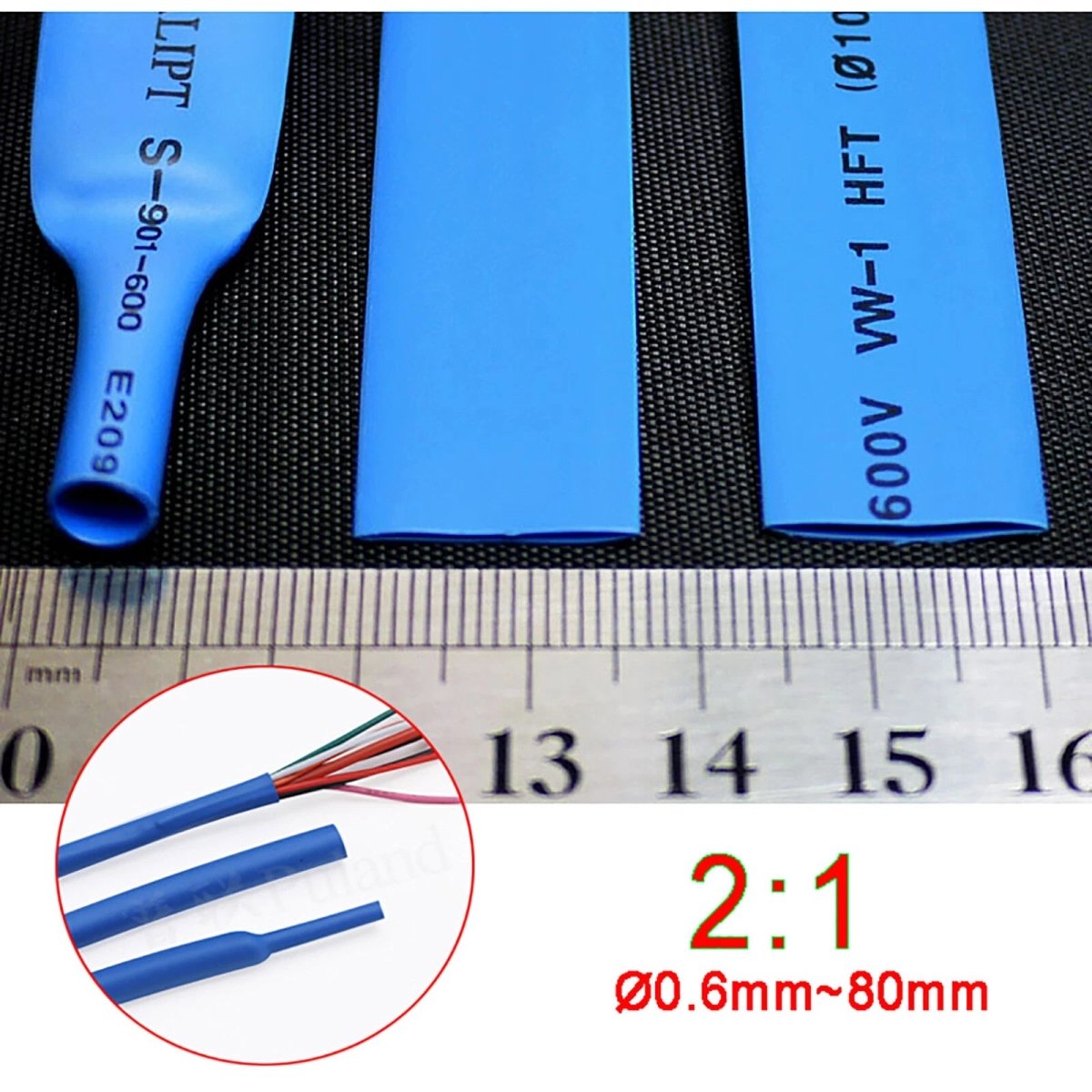 2:1 Heat Shrink Tubing — Electrical Wire Sleeving, Ø0.6mm to Ø80mm, Cut to Length - HomeDIYer