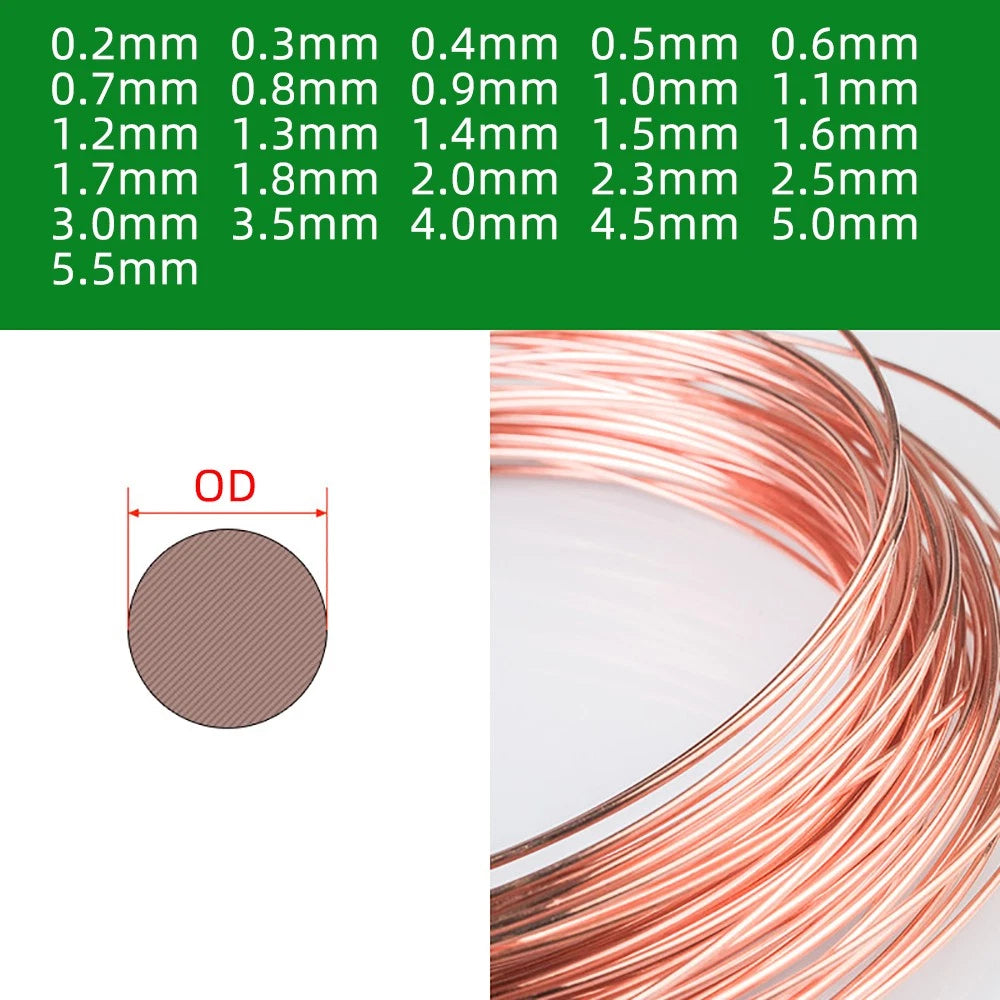 Pure Copper Wire Solid Bare Round 0.2mm - 5.5mm Jewelry Making Craft Uncoated