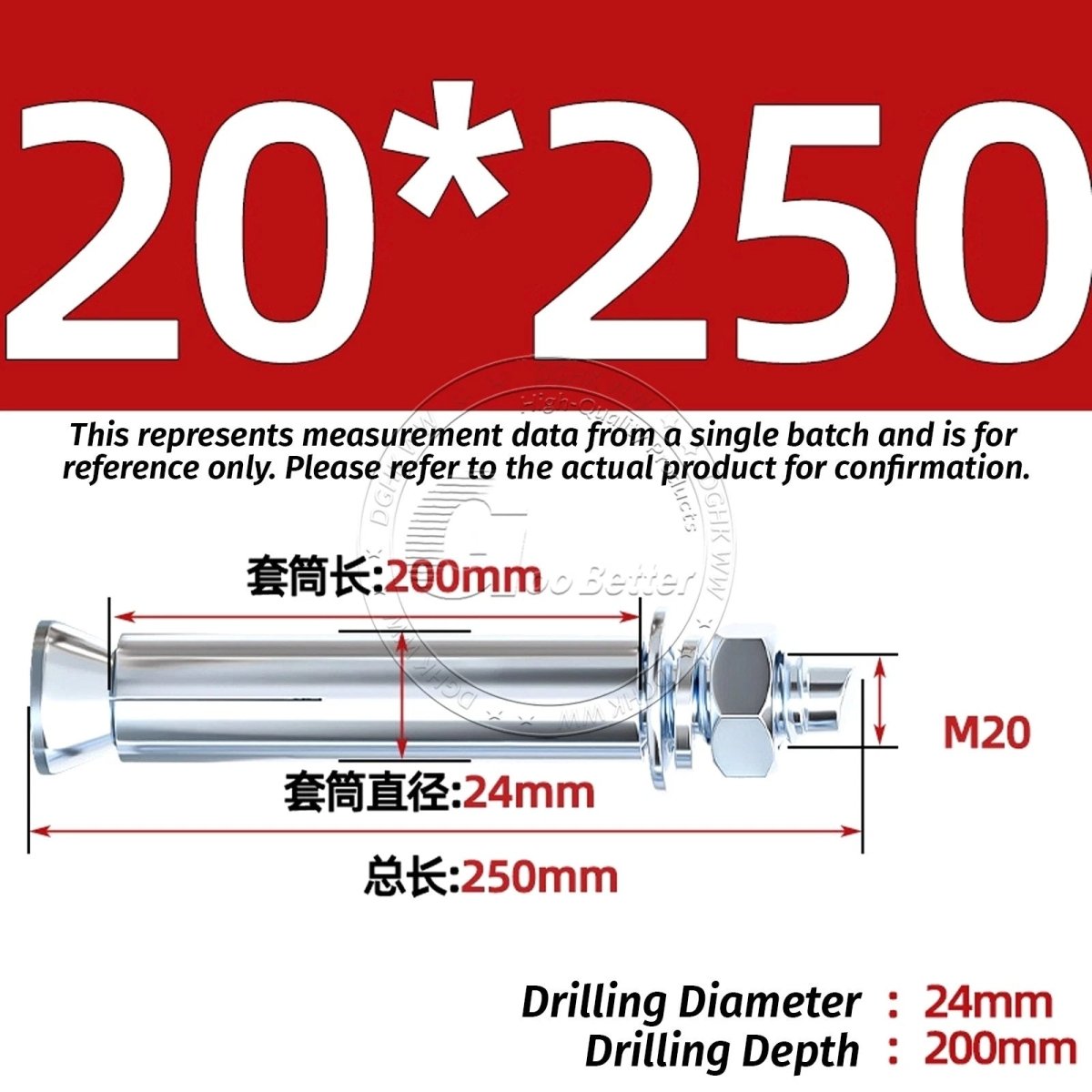 Concrete Expansion Anchor Bolts M6–M20, Extra Long Masonry Wall Screws – Iron Blue White Zinc / Iron - colour Zinc - HomeDIYer