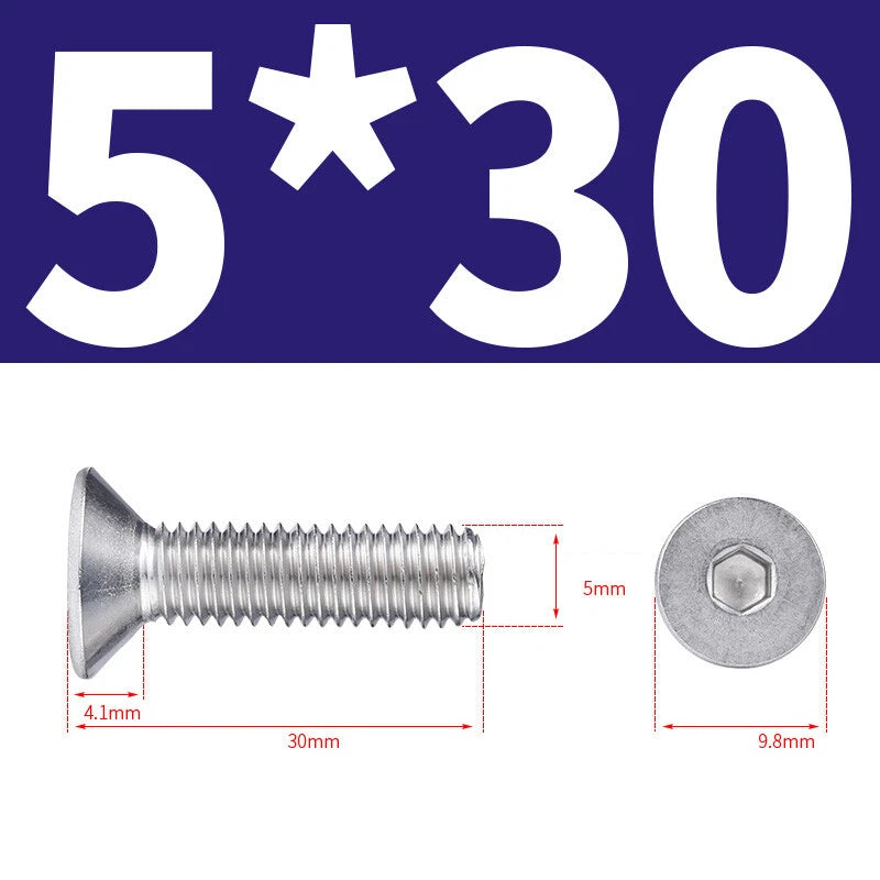 Allen Countersunk Head Screws V4A Steel Hexagon Socket Flat Head Machine Screw