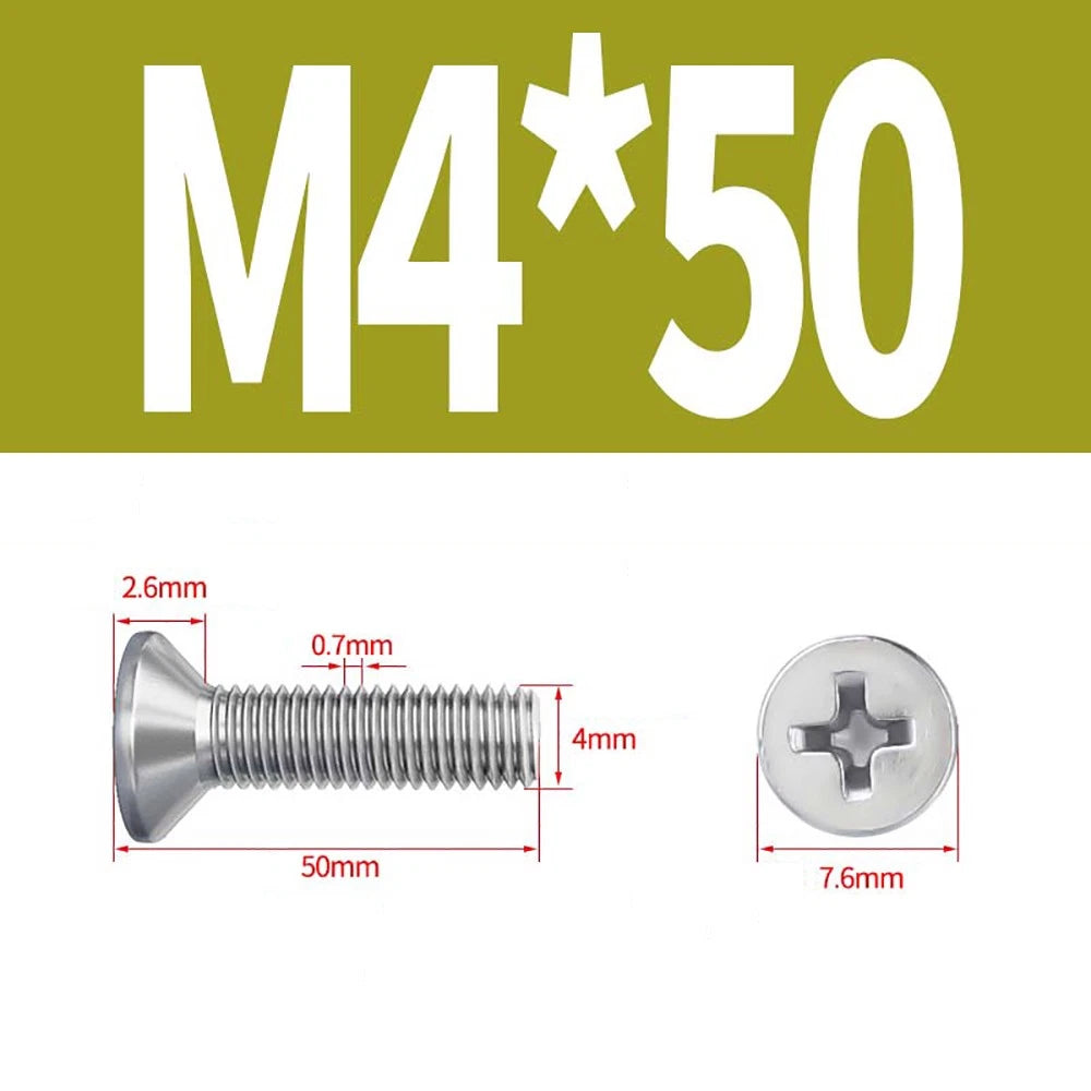 M2 to M8 A4 316 Stainless Steel Phillips Countersunk Screws DIN 965 Marine Grade