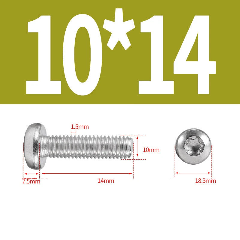 M6 M8 M10 A2 STAINLESS STEEL TORX PAN HEAD MACHINE SCREWS HEXOBULAR BOLTS