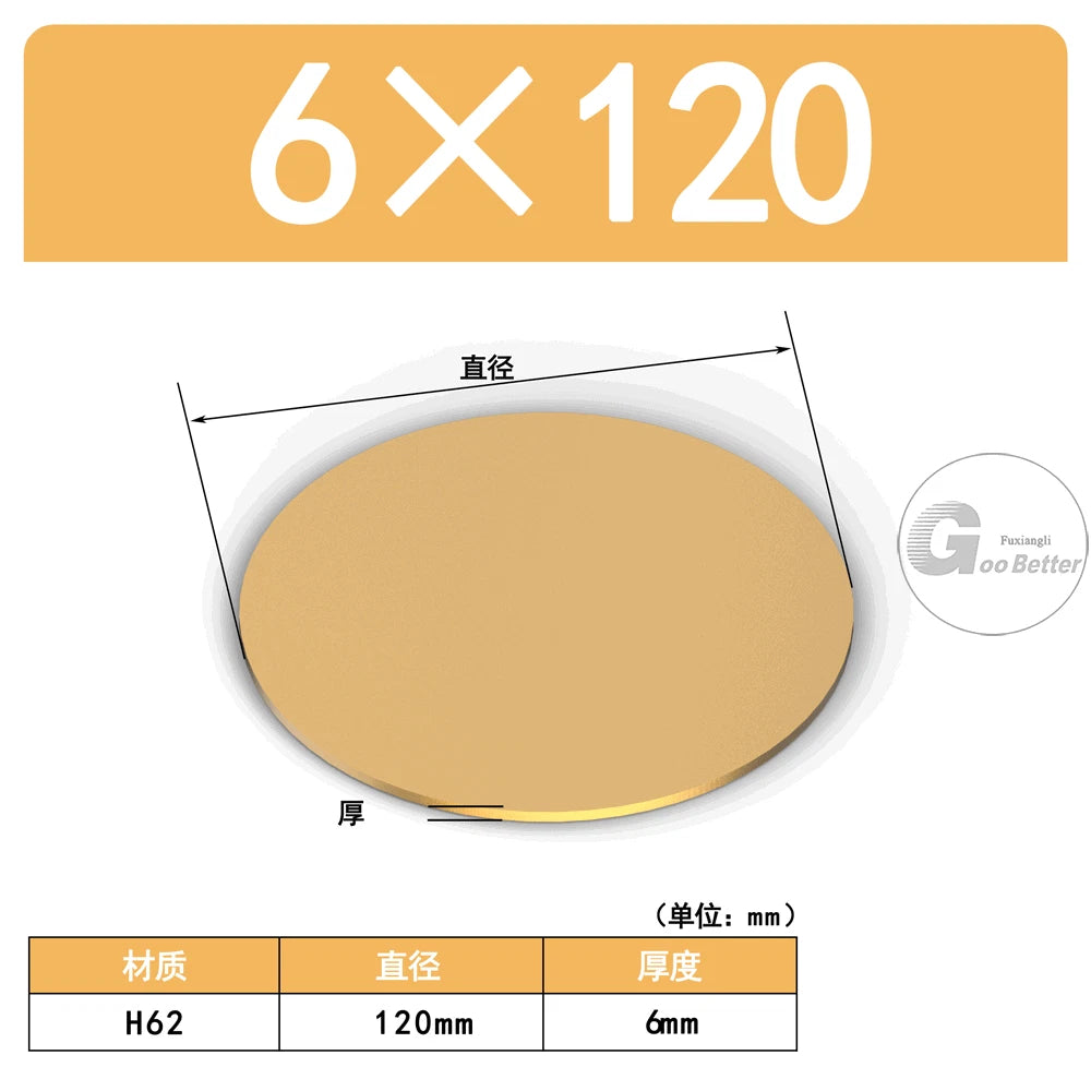 H62 Brass Solids Discs Blanks Metal Round Sheets OD10mm to 200mm Thick 5mm 6mm