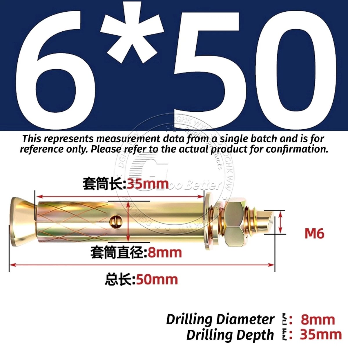Concrete Expansion Anchor Bolts M6–M20, Extra Long Masonry Wall Screws – Iron Blue White Zinc / Iron - colour Zinc - HomeDIYer