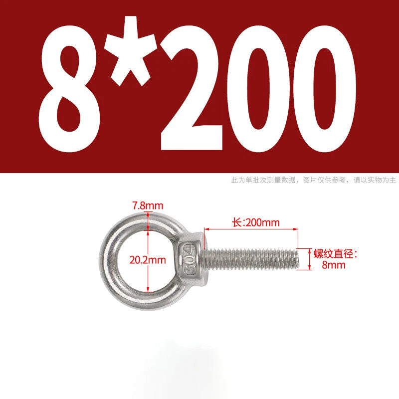 Lifting Eye Bolts A2 304 Stainless Steel M4 M5 M6 M8 M10 M12 M14 M16 M18 M20 M24