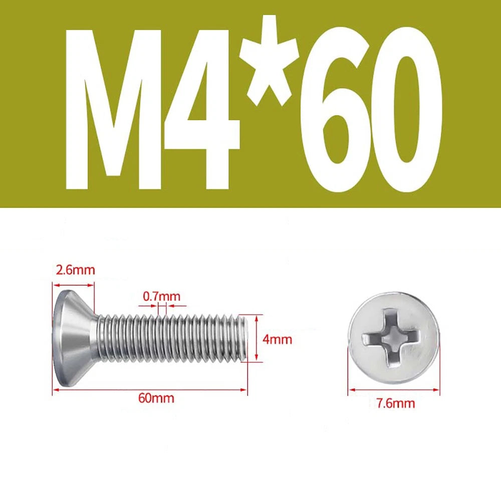 M2 to M8 A4 316 Stainless Steel Phillips Countersunk Screws DIN 965 Marine Grade