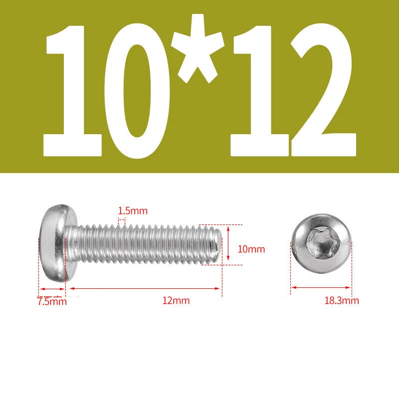 M6 M8 M10 A2 STAINLESS STEEL TORX PAN HEAD MACHINE SCREWS HEXOBULAR BOLTS
