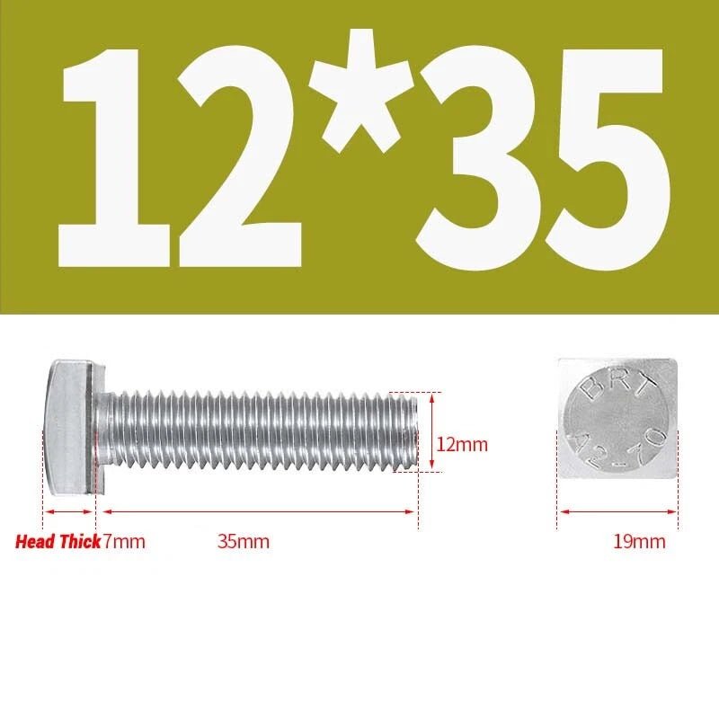Square Head Bolts M4 M5 M6 M8 M10 M12 — A2 304 Stainless Steel, Multiple Lengths - HomeDIYer