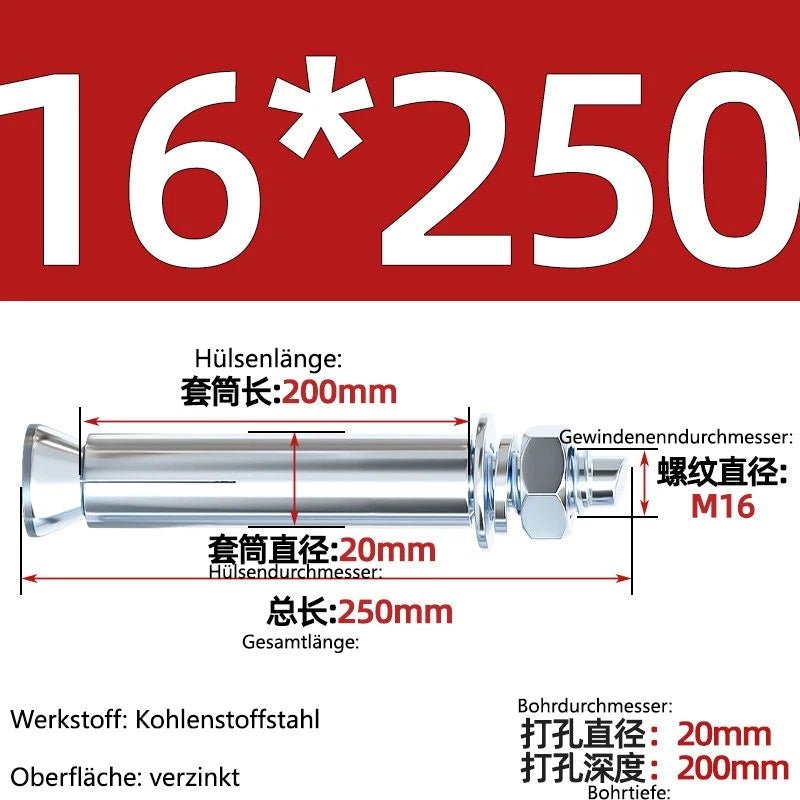 Sleeve Anchor Expansion Bolts for Concrete – Galvanised Carbon Steel M6 to M20 - HomeDIYer