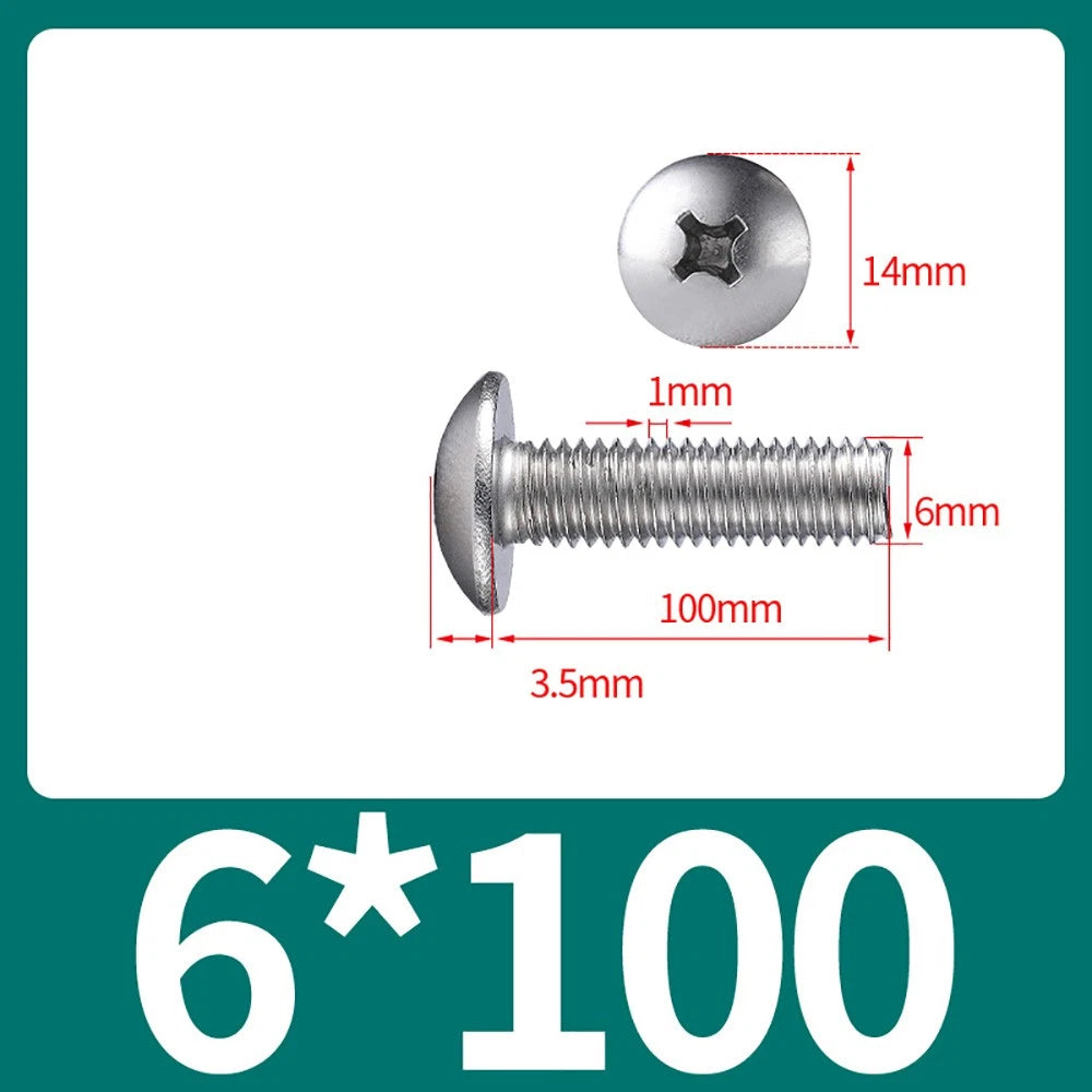 M4-M8 Phillips Truss Head Machine Screw Large Flat Head Screws Stainless Steel