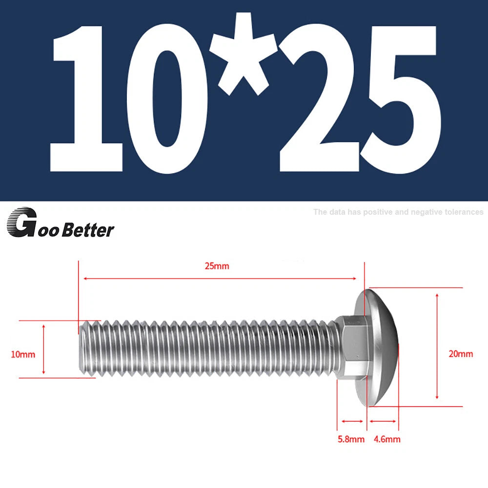 M4–M12 Carriage Bolts A2 Stainless Steel | Cup Square Neck Screws
