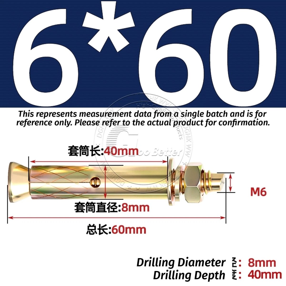 Concrete Expansion Anchor Bolts M6–M20, Extra Long Masonry Wall Screws – Iron Blue White Zinc / Iron - colour Zinc - HomeDIYer