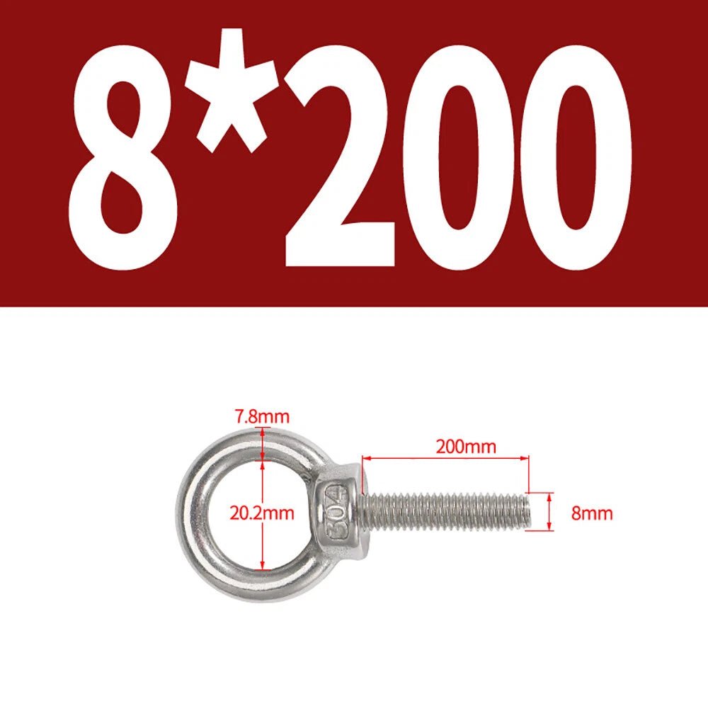 A2 Stainless Steel Lifting Eye Bolts DIN 580 — M3 M4 M5 M6 M8, 9mm–200mm - HomeDIYer