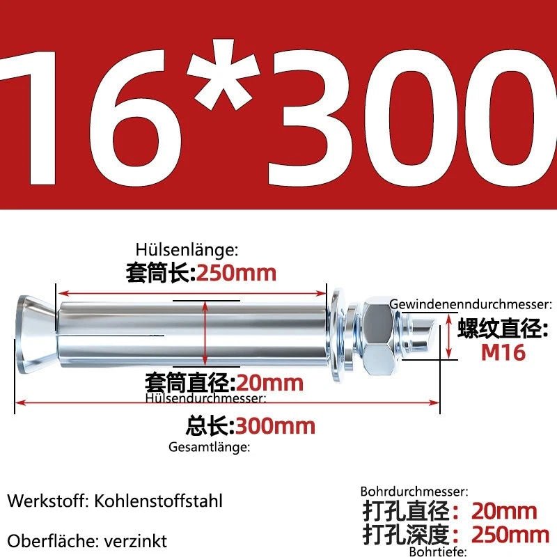 Sleeve Anchor Expansion Bolts for Concrete – Galvanised Carbon Steel M6 to M20 - HomeDIYer