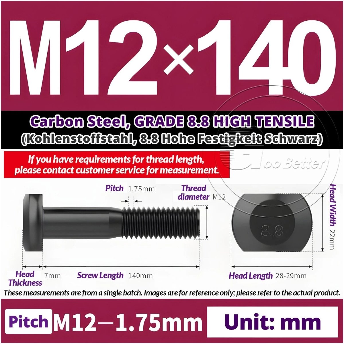 T - Slot Bolts M6 to M20 | Grade 8.8 High Tensile | T - Track Bolts 16mm–500mm - HomeDIYer