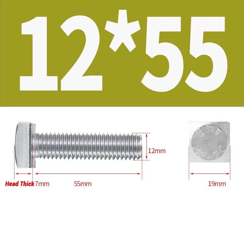 Square Head Bolts M4 M5 M6 M8 M10 M12 — A2 304 Stainless Steel, Multiple Lengths - HomeDIYer