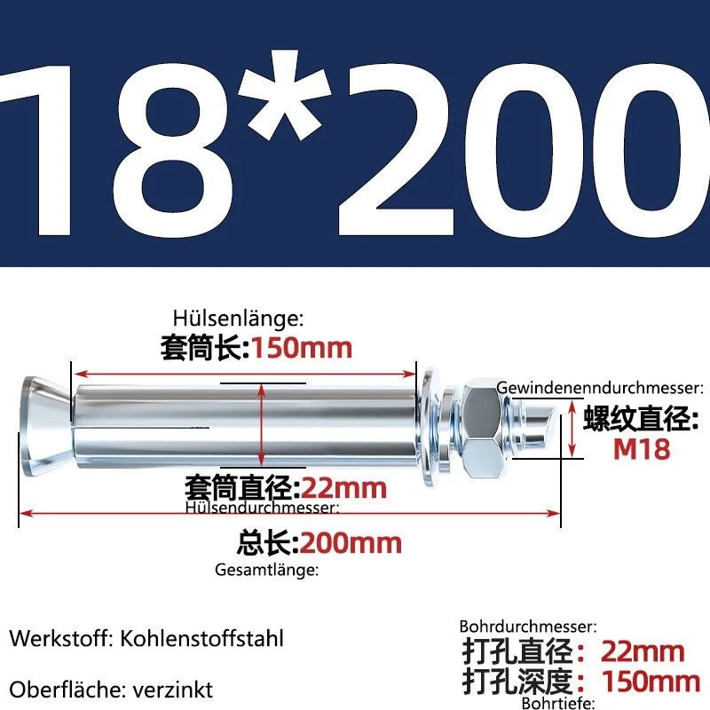 Sleeve Anchor Expansion Bolts for Concrete – Galvanised Carbon Steel M6 to M20 - HomeDIYer