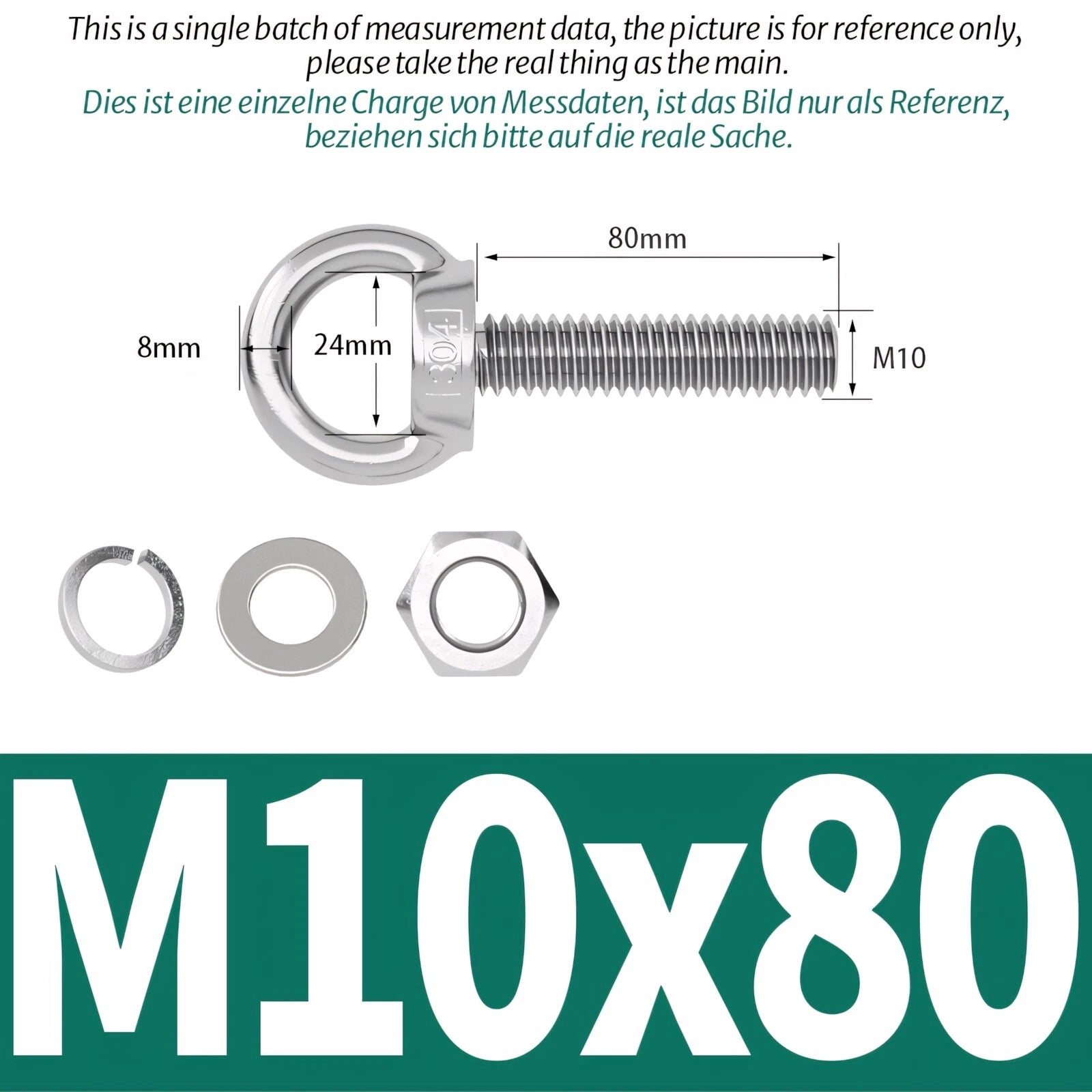 M3 M4 M5 - M20 Eye Bolts Kit Screws Nut Washer Long Boat Stainless Steel A2 304