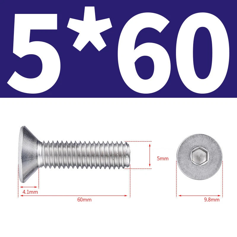 Allen Countersunk Head Screws V4A Steel Hexagon Socket Flat Head Machine Screw