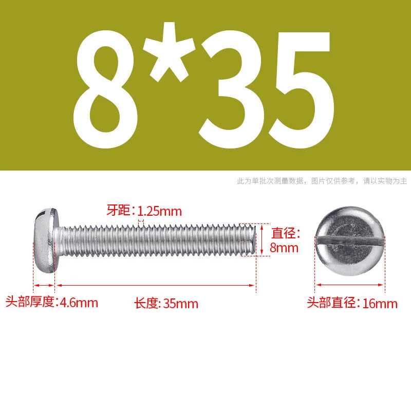 M4 M5 M6 M8 M10 A2 Stainless Steel Machine Screws - Slotted Pan Head Bolts DIN85
