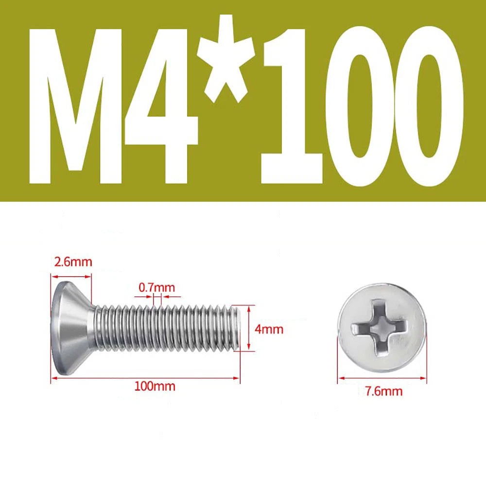 M2 to M8 A4 316 Stainless Steel Phillips Countersunk Screws DIN 965 Marine Grade