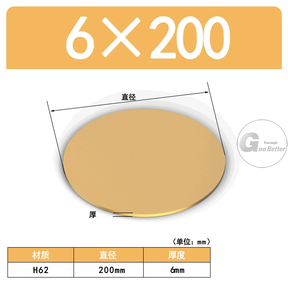H62 Brass Solids Discs Blanks Metal Round Sheets OD10mm to 200mm Thick 5mm 6mm